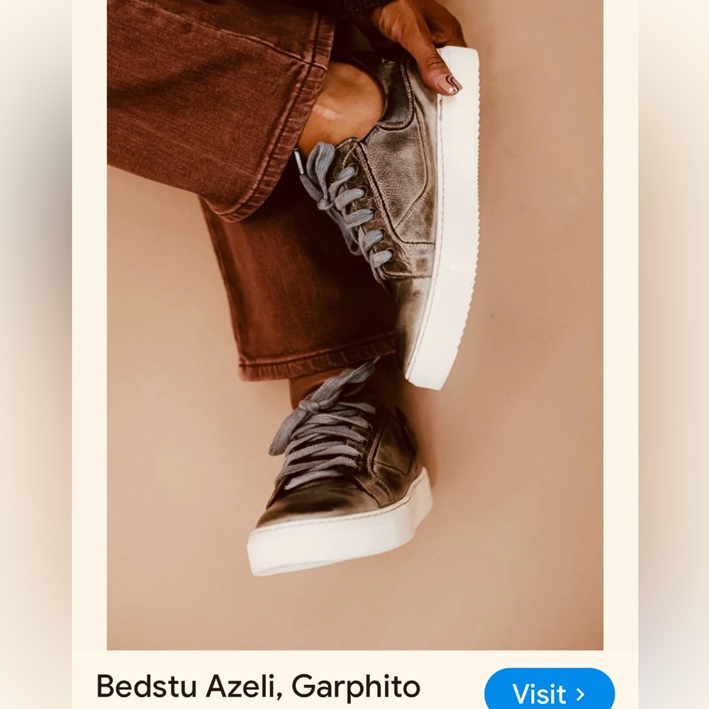 BED STU- WOMENS/UNISEX sz 11 AZELI Brown distressed Leather Sneakers White Soles - Picture 2 of 9